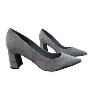 Marc Fisher Clint Gray Suede Block Heels Pointed Toe Suede Size 11